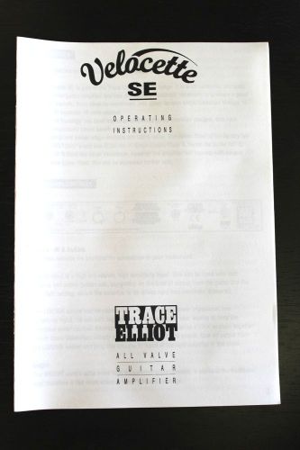Trace Elliot - Operating Instructions - Velocette SE