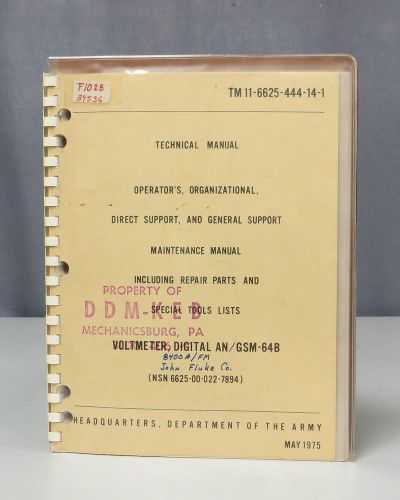Fluke Digital Voltmeter Model 8400A/FM/AN/GSM-64B Technical Manual