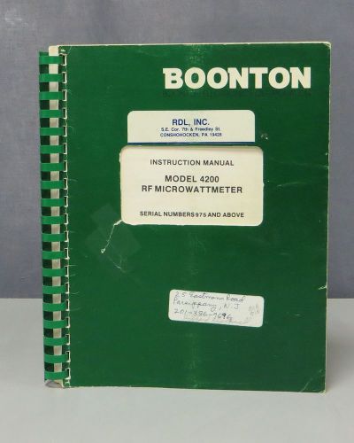 Boonton RF Microwattmeter Model 4200 S/N 975+ Instruction Manual