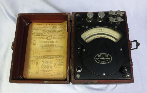 Vintage weston model 310  ac &amp; dc  wattmeter no. 2409 w/original paperwork for sale