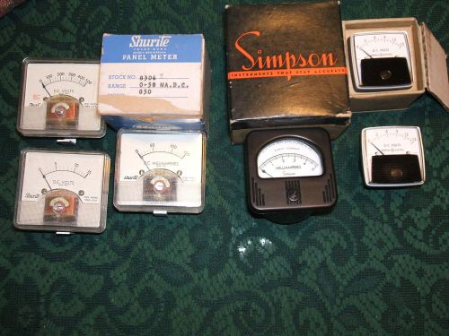 LOT OF 6 NEW OLD STOCK PANEL METERS SIMPSON/SHURITE/GE