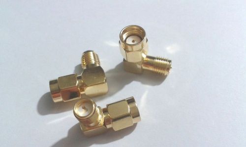 1000 xGold plat RP-SMA male jack center to RP-SMA female right angle 90° adapter