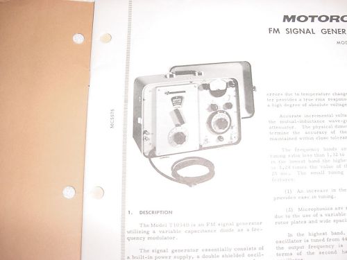 Motorola FM Signal Generator Model T1034B Manual on CD