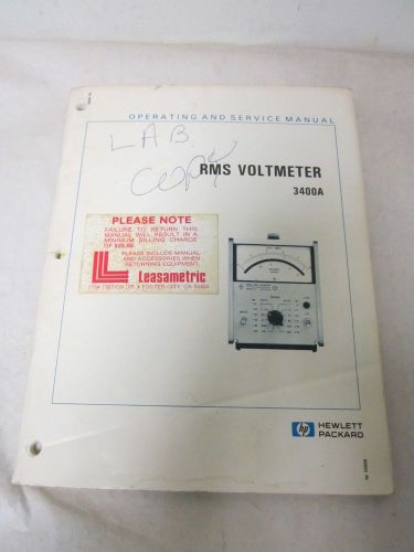 HEWLETT-PACKARD RMS VOLTMETER 3400A OPERATING AND SERVICE MANUAL(A80,84)