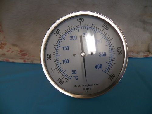 Trerice Bi-Metal Thermometer, B85204, 5&#034; Face, 4&#034; Stem, -Range 150-750