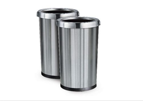 Tramontina Stainless Steel Commercial Office Trash Bin Can - 13 Gallons - 2 pack