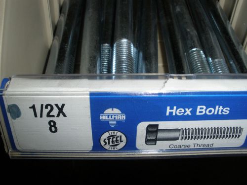 1/2-13 x 8&#034; hex head cap screw bolts zinc (11) total 1/2&#034;  grade 2 for sale