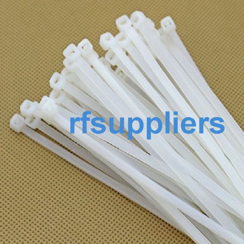 250x 8&#034; inch durable white network cable cord wire strap zip tie nylon 5.1*200mm for sale