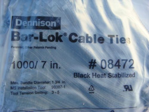 LOT 1000 Unused 7&#034; Black Bar-Lok Cable Ties