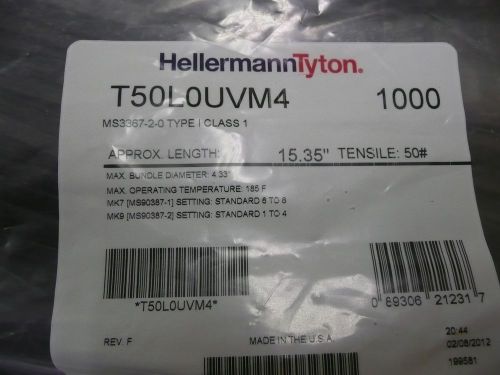 Hellermann Tyton 14&#034; Cable Ties 50LOUVM4  250  PCS Mil Spec MS3367-2-0