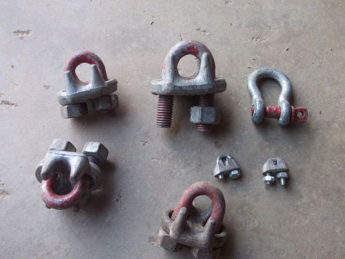 7 wire clamps incl 3 Crosby 1/2&#034; &amp; 1 Crosby 3/4&#034; ; 3 others