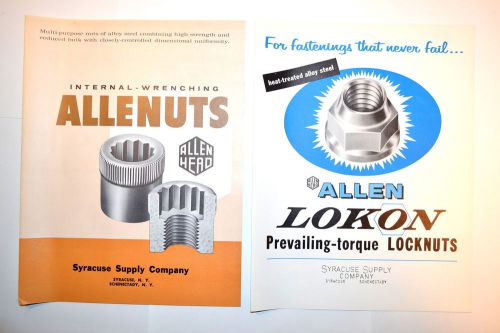 Vintage 2 pc allen fastener brochure group internal nuts &amp; lokon locknuts #rr405 for sale