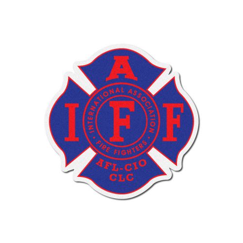 4&#034; iaff reflective firefighter sticker fire decals - red &amp; blue for sale