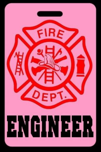 Pink engineer firefighter luggage/gear bag tag - free personalization for sale