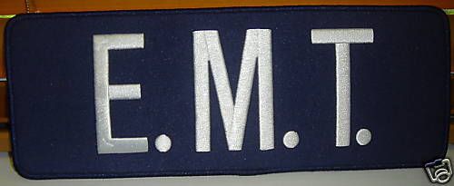EMT TECH PATCH 11 inch by 4 inch WHITE ON NAVY LARGE JACKET BACK PATCH NEW