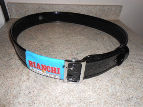 Bianchi black patent leather lightweight accumold duty belt size 32 for sale