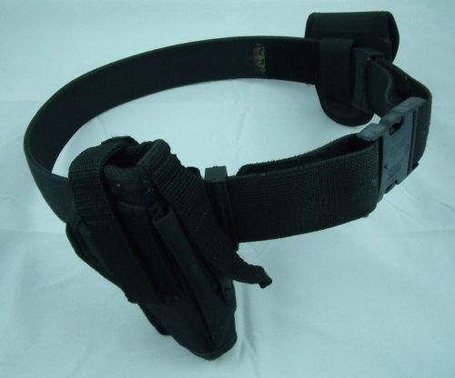 Uncle mike&#039;s sidekick black nylon duty belt medium w/ bagmaster holster police for sale