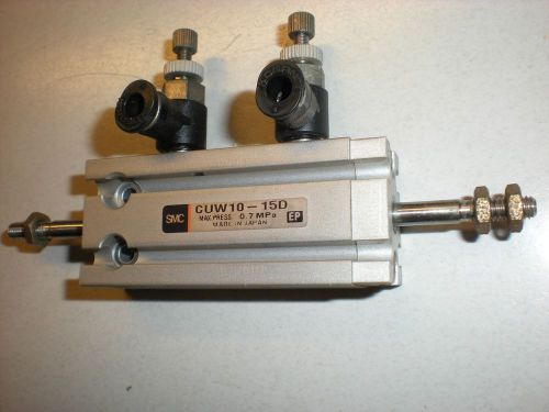 SMC 15mm Stroke Double Acting Double-Ended Rod Pneumatic Cylinder CUW10-15D
