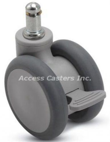65sgrsb 65mm grey twin wheel swivel caster with brake, 7/16&#034; x 7/8&#034; grip ring for sale