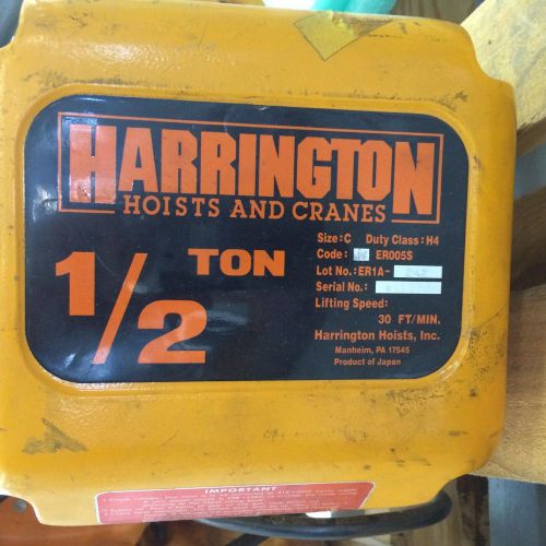 Harrington 1/2 ton x three phase 230v electric chain hoist for sale