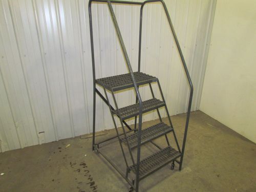Gillis 4-Step Steel Rolling Safety Ladder 40&#034; High 26&#034; Wide