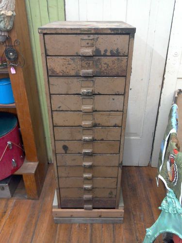 VINTAGE 12 DRAWER  INDUSTRIAL STEEL PARTS CABINET HOBART MFG COMPANY