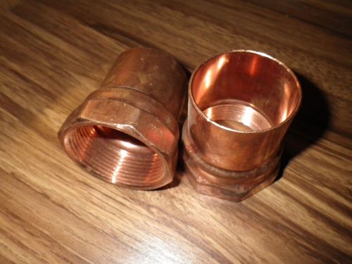 2 NEW 1-1/2&#034; COPPER X FEMALE ADAPTER PLUMBING FITTING
