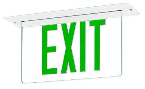 Royal pacific edge recessed led exit sign light in green for sale