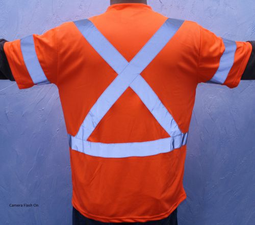 Size xxl orange retro reflective safety tshirt with pocket csa z96 class 3 for sale