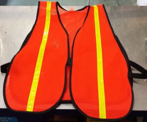 Brand new orange safety vest with reflective strips for sale