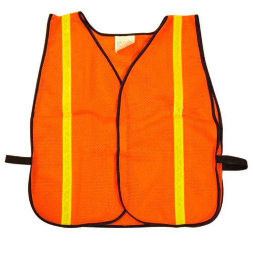 Mesh safety vest 1-inch reflective tape, velcro closure neon orange for sale