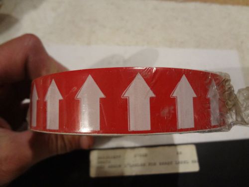 WHITE ON RED  directional flow arrow tape Brady 1&#034; x 90 foot roll 6M870