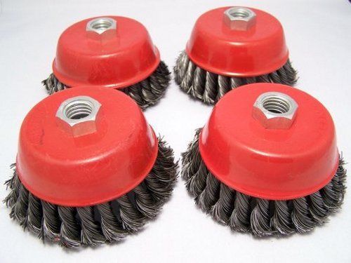 4 x  4&#034; Knot Cup Brush 5/8-11nc angle grinder wire