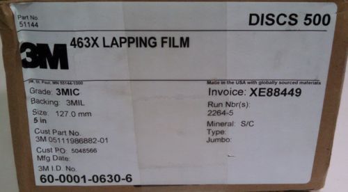 3m lapping film 463x 5&#034; x nh 500 per pack 3mic 3mil for sale