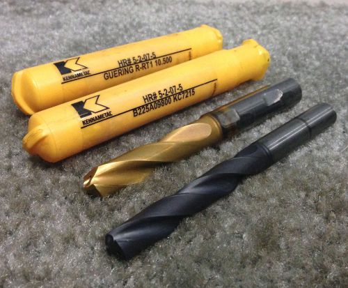 2 KENNAMETAL COATED SOLID CARBIDE COOLANT FED DRILLS - 9.8mm &amp; 10.5mm