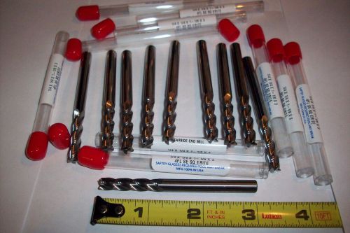 1/4 carbide 4 flute endmill 3&#034; long ~ 1-1/8 x-long flute end mill lot of 10 for sale