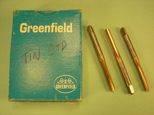 Qty 3 greenfield 10-24 nc tap hss gh3 4 flute bottom, tin coated, machinist for sale