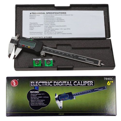 Se 784ec 6&#034; lcd digital caliper with extra battery and case for sale