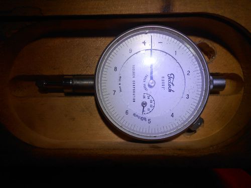 TECLOCK 0.0001&#034; - .05 &#034;  2 inch face indicator nice used contition,with wood box