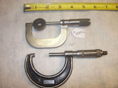 Micrometers, L.S. Starrett Co.  &amp; Slocomb 1 - 2&#034; Micrometers, Steel Faces