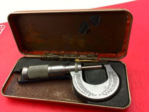 Vintage brown &amp; sharpe 0-1 micrometer, carbide, lock, case, free shipping nr! for sale