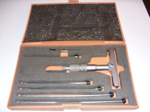 Mitutoyo .001&#034;  129-131 Depth Mic Micrometer with rods, wrenches &amp; case.