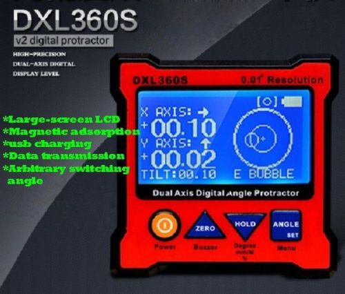 New dxl360s 2in1 digital protractor inclinometer dual axis gyro+gravity for sale