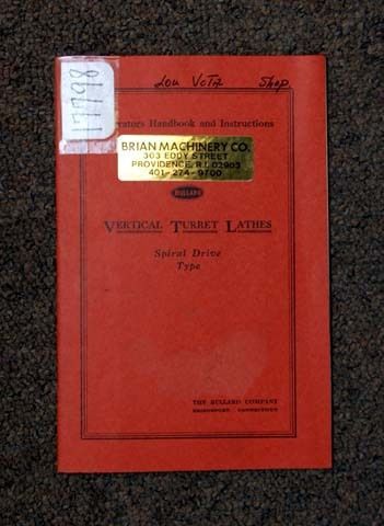 Bullard Operators Manual Vertical Turret Lathe (18000)