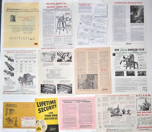 13 pc belsaw machinery brochure flyer newsletter lot  rr954 sharp-all sharpening for sale