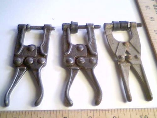 3 KNU-VISE locking clamps metal tools machinists antique vintage old screw pad