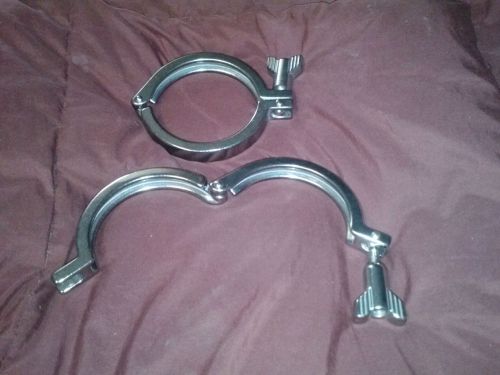 (2) New Stainless steel 3&#034; sanitary clamps