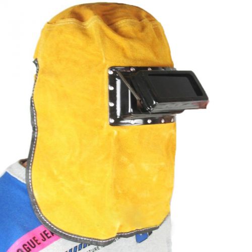 Leather safety adiabatic filter lens protect welding helmet head neck seal hood for sale