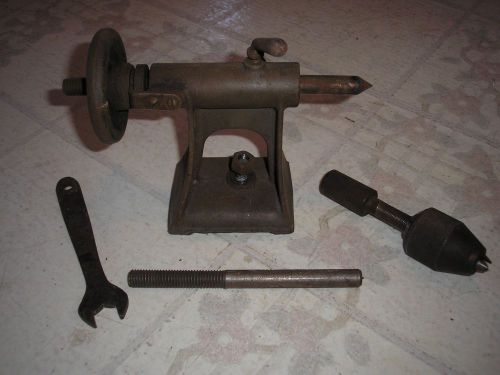 Vintage montgomery ward power kraft lathe tail stock / centers / chuck / wrench for sale