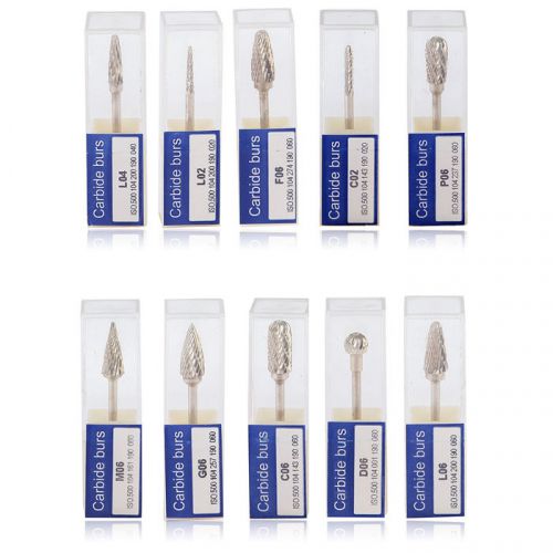 10* dental tungsten steel lab tooth drils carbide burs for micromotor handpiece for sale